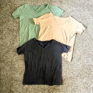 LOT of 3 Aerie Boyfriend Oversized V Neck Distressed T Shirts Small